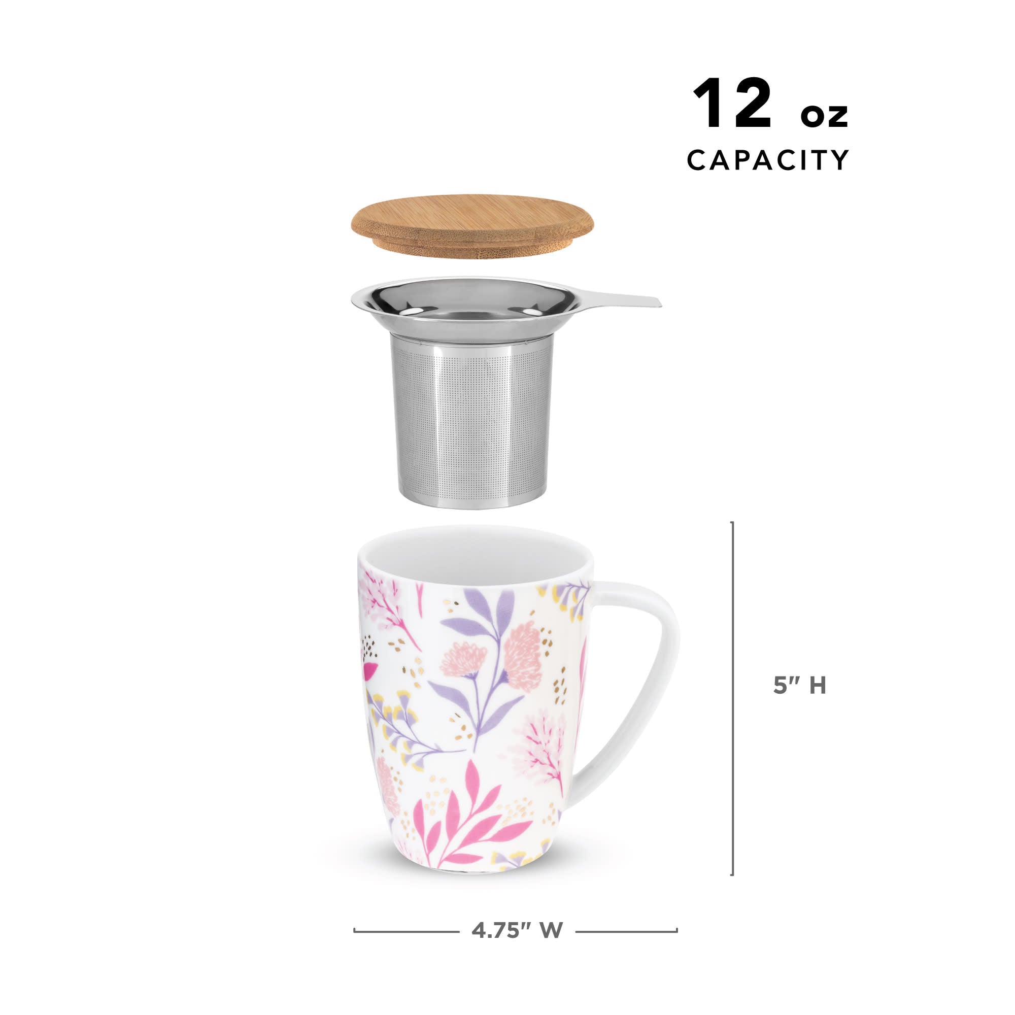 Bailey: Botanical Bliss Ceramic Tea Mug & Infuser Pinky Up Tea Bailey: Botanical Bliss Ceramic Tea Mug & Infuser Pinky Up Tea
