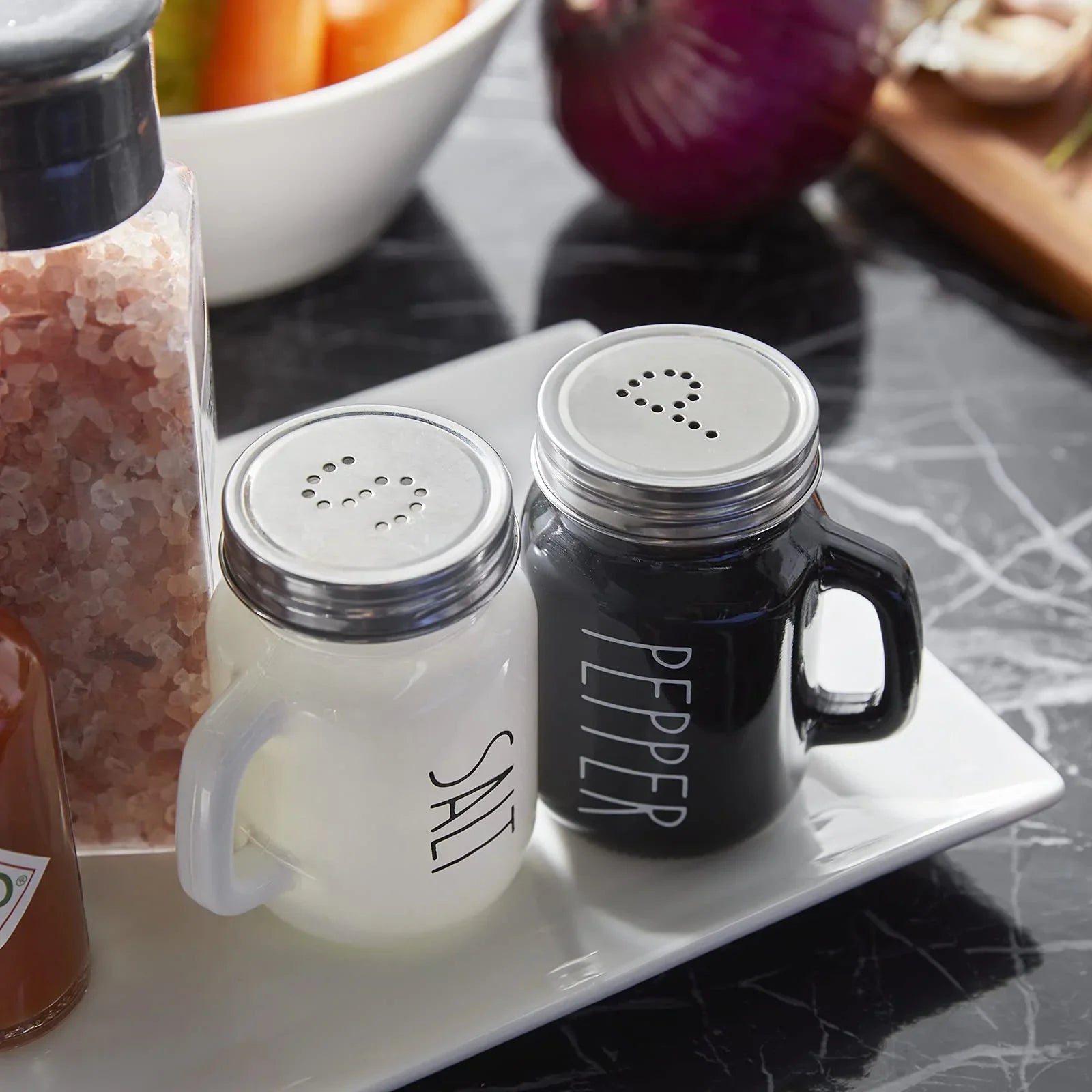 Salt and Pepper Shakers Set, ZOSUJO 4 oz Cute Salt Pepper Shaker, Kitchen Decor for Home Restaurants Wedding, Glass Black White Shaker Sets with Stainless Steel Lids - KJ Cozy Designs